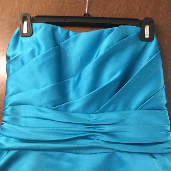 David’s Bridal Malibu Short Satin Strapless Dress - Picture 2 of 6